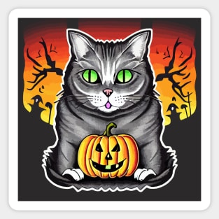 Spooky Halloween Cat Sticker